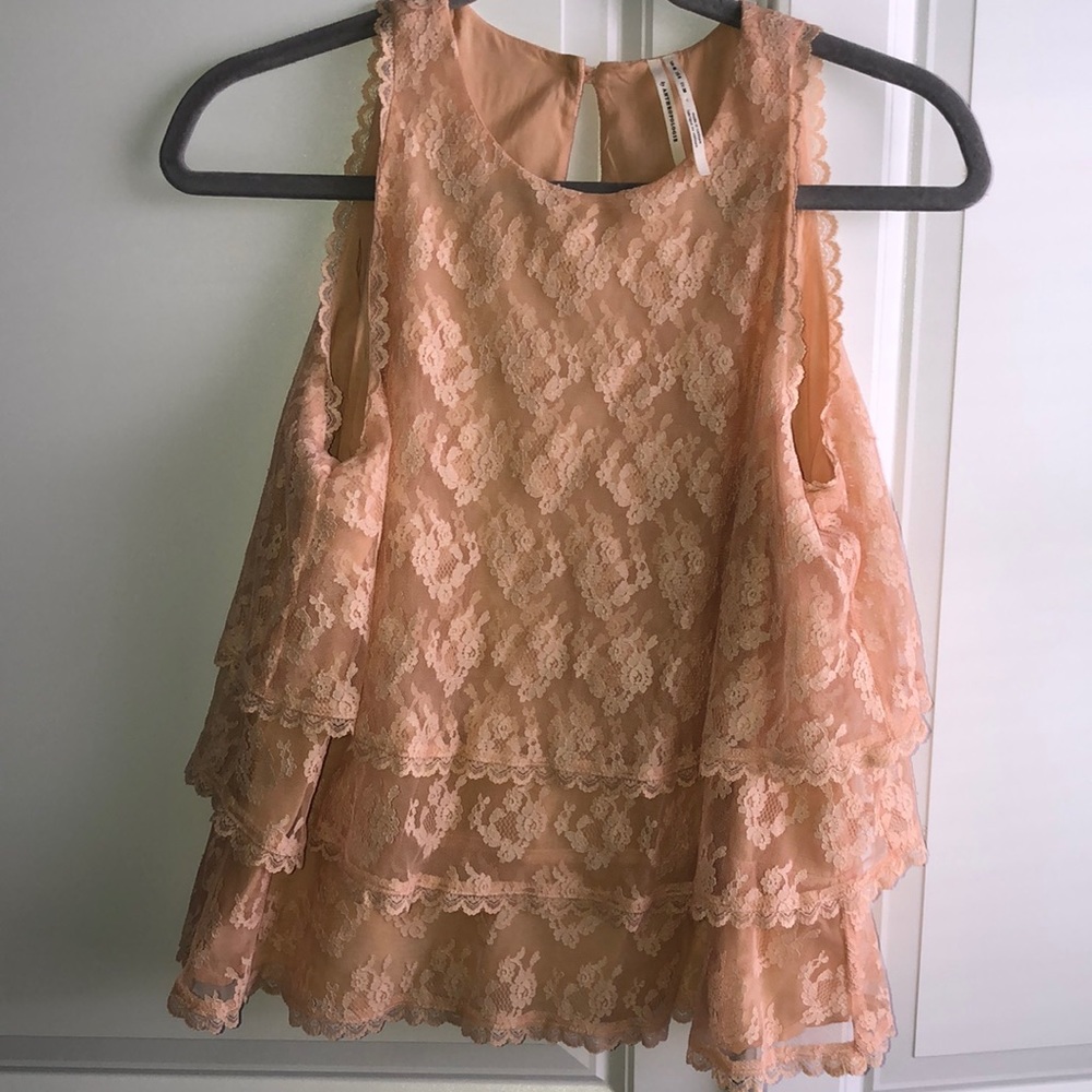 Elegant Lace Layered Peach Top